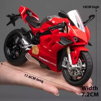 1/12 фиксатор мотора Ducati V4S, игрушечный мотоцикл, литый под давлением, миниатюрная металлическая гоночная модель, коллекционный подарок для суперспорта
