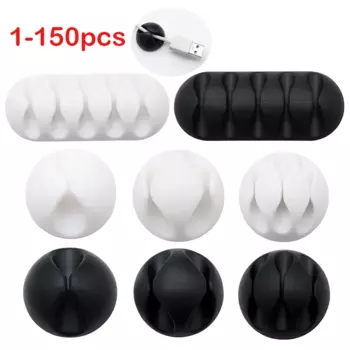 1/150Pcs Smart Silicone Cable Clip Wire Cord Organizer Charging Cord Earphone Line Mous Management USB Data Cable Holders