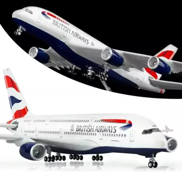 1:160 Scale Large Model Airplane Britain 380 Plane Models Diecast Airplanes with LED Light for Collection or Toy Gift