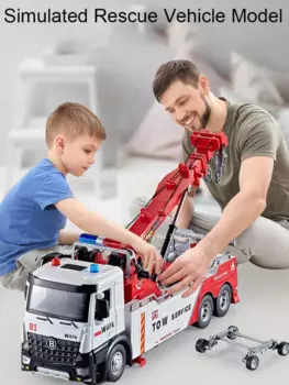 1: 18 Инженерная модель автомобиля, Игрушечная модель из сплава, металлические отлитые спасательные эвакуаторы со звуком, модель автомобиля со звуковым оформлением, подарки для мальчиков