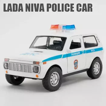 1:18 литье под давлением из сплава, Россия, Лада Нихра, полицейская машина, игрушечная модель с функцией отступания, звуковой свет, игрушки, модели транспортных средств, подарок для мальчиков
