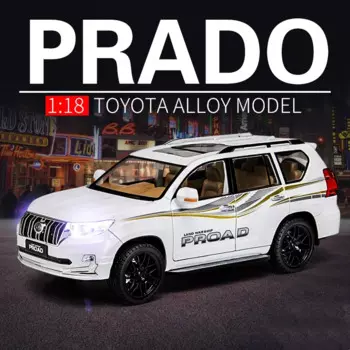 1:18 Модель автомобиля TOYOTA Prado SUV из сплава, литая металлическая игрушка, модель внедорожника, модель автомобиля с высокой симуляцией звука и искусственной игрушки в подарок
