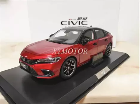 1:18 Спортивная литая металлическая модель автомобиля Honda CIVIC 2023, хобби-игрушки, подарки, коллекция украшений с красным дисплеем