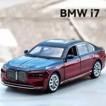 1:24 BMW I7 G70 лимузин, литой игрушечный автомобиль из сплава, модель со звуком и фотографией, детская игрушка, коллекционные предметы, подарок на день рождения
