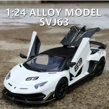 1:24 Lamborghini чжущий автомобиль SVJ 63 из сплава, литой металлический игрушечный автомобиль, Коллекционная модель со звуком и фотографией, детские подарки