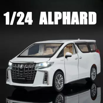 1:24 Toyota Alphard MPV модель игрушечного автомобиля, металлическая литая под давлением, звуковой свет с откатным механизмом, 6-дверная коллекция транспортных средств, подарок для детей