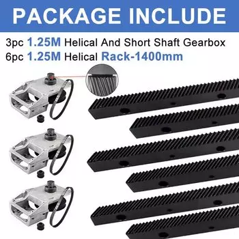 1,25 м, 1,5 м, прямая стойка, правая косая шестерня, 1400 мм, 960 мм + модульная коробка передач многотипа, встроенный винтовой ремень 5 м-550-15 мм