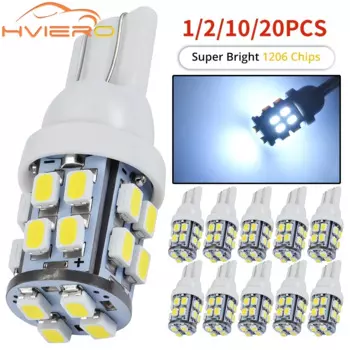 1/2/10/20 шт., габаритная лампа для номерного знака автомобиля T10 1206 20SMD 20 светодиодов, белый автомобильный клиновой светильник W5W, лампа для чтения грузовика, 12 В постоянного тока