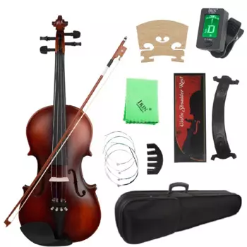 1/2 3/4 4/4 Ретро матовая скрипка, акустическая скрипка, липа для начинающих скрипка, футляр, тюнер, смычок и струнные инструменты, инструменты