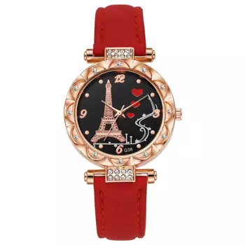 1/2 шт. модные часы с ремешком из искусственной кожи, чехол лотоса, Парижская башня, унисекс, кварцевые часы, модные роскошные наручные часы, женские часы Relogio Mujer