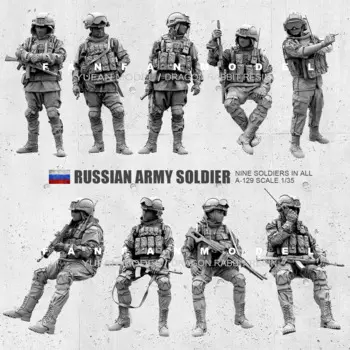1/35(50 мм) Наборы фигурок из смолы Русский Современный солдат спецназа самосборка (9 шт.)