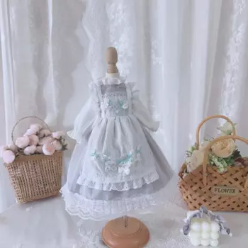 1/3 1/4 1/4 Размер blythe Размер Хлопковая кукла bjd Кукла Одежда с длинным рукавом белый серый кружевной фартук юбка аксессуары для куклы