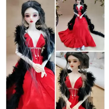 1/3 1/4 Одежда для куклы BJD, юбка размера дяди, красно-черное сексуальное платье, 1 комплект