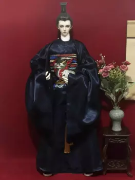 1/3 BJD кукла дяди старинная одежда, темно-синяя Вышивка Животных Hanfu Бесплатная доставка