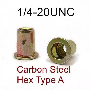 1/4-20UNC 20 шт./лот американская стандартная резьба заклепка гайка вставка из нержавеющей стали и углеродистой стали круглый и шестигранный тип