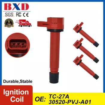 1/4 шт. катушка зажигания TC-27A 30520-PVJ-A01, красная для ACURA MDX 2001-2009, HONDA CIVIC 2001-2005, PILOT 2003-2008, RIDGELINE