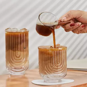 1/4 шт. винтажные стеклянные стаканы, стеклянные стаканы Highball Ripple Glass, Классические толстые бокалы для коктейлей для питья Mojito