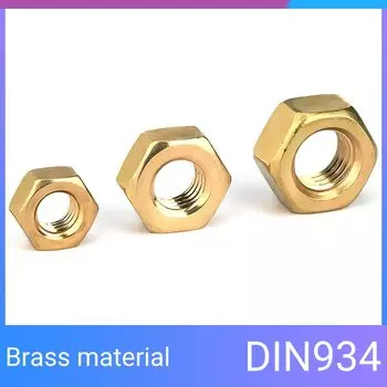 1-50 шт. DIN934 Шестигранные гайки из цельной латуни для болтов M3 M4 M5 M6 M8 M10 M12 M14 M16 Шестигранные гайки с метрической резьбой