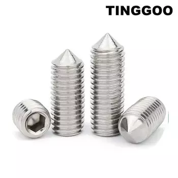 1/50 шт. M2 M2.5 M3 M4 M5 M6 to M16 DIN914 Шестигранная головка из нержавеющей стали конический конец Безголовый болт конусная точка зажим установочный винт