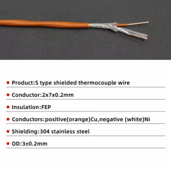 1/5/10 м K T N S тип термопары, 2-жильный изолятор из ПТФЭ, экранированная линия, высокотемпературный измерительный компенсационный кабель