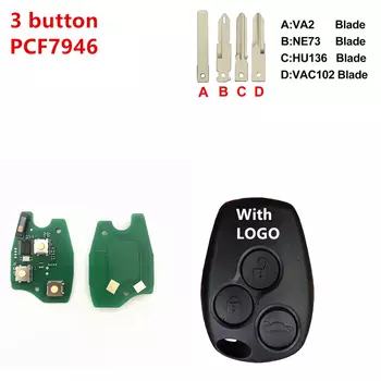 1/5 шт., 3 кнопки, дистанционный ключ для Renault Duster Modus Clio 3 Twingo DACIA Logan Sandero Kangoo, 433 МГц, 7946, чип