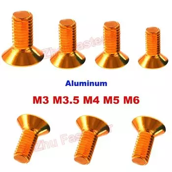 1-5 шт. M3 M3.5 M4 M5 M6 алюминиевый винт с шестигранной головкой и плоской потайной головкой, винт с шестигранной головкой, анодированный, золотой, длина 6 мм ~ 40 мм