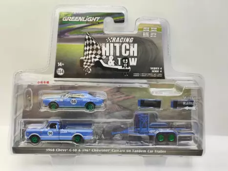 1:64 1968 Chevrolet C10 и Dana 56 серии автомобильный прицеп зеленый автомат Коллекция моделей автомобилей