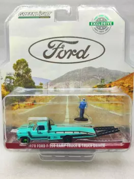 1:64 1970 рампа для Ford, прицеп, спасательная машина, коллекция зеленых моделей автомобилей