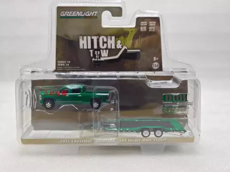 1:64 2015 Chevrolet Silverado и сверхмощный прицеп Литые металлические модели автомобилей из сплава игрушки для коллекции подарков