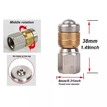 1/8 насадка вращающаяся под давлением, внутренняя резьба без отверстий спереди и 3 отверстия сзади, насадка для мойки автомобиля под высоким давлением 5-8 л/мин