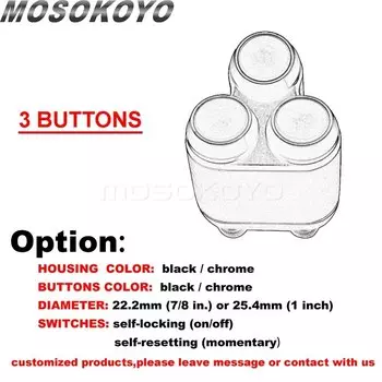 1 дюйм, 25 мм, 22 мм, переключатель управления на руль мотоцикла, звуковой сигнал, переключатель запуска, 3 кнопки, универсальный для Honda Suzuki Scrambler Harley