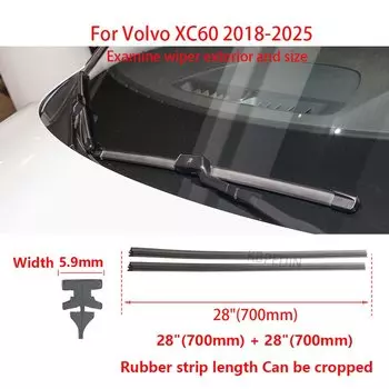 1 компл.. Резиновая лента для автомобильных стеклоочистителей для Volvo XC60 2009-2025, аксессуары для щеток дворников переднего окна
