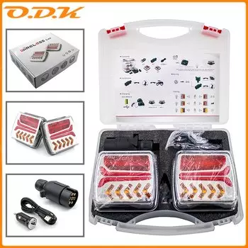 1 Комплект 12 В 24 В Беспроводной магнитный светодиодный задний фонарь прицепа Сигнал заднего фонаря Предупреждающий стоп сигнал RV Camper Грузовик Караван грузовик