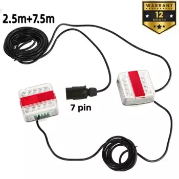 1 комплект, 12 В, задний комбинированный светодиодный фонарь для буксировки прицепа, 7,5 м + 2,5 м, 7-контактный универсальный стоп-сигнал, лампа номерного знака