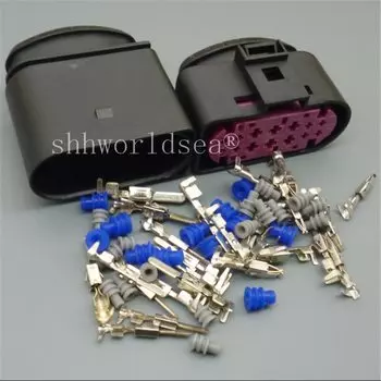 1 комплект, 14 контактов, 14 контактов, Автомобильная ксеноновая лампа, разъем для автомобильной фары, водонепроницаемый разъем 1J0973737 1J0973837 для VW