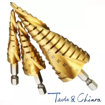 1 комплект, 3 шт., 4-12/20/32 мм, HSS спиральное Рифленое сверло, твердосплавное мини-сверло, аксессуары, титановое ступенчатое Коническое сверло