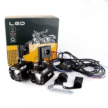 1 комплект, 80 Вт, прожекторы для мотоциклов, проводной переключатель четвертого поколения, двухцветный прожектор, противотуманная фара, водонепроницаемый прожектор