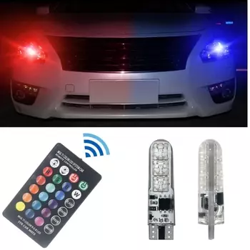 1 комплект, Автомобильные светодиодные лампы T10 W5w с пультом дистанционного управления