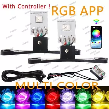 1 комплект автомобильных дневных ходовых огней Devil Eye Demon Evil Eyes RGB DRL 12 В для 2,5 дюйма 2,8 дюйма BI ксеноновые линзы проектора, противотуманные фары