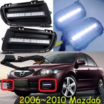 1 комплект автомобильных фар на бампер для Mazda 6 Mazd6, дневные светильник 2006 ~ 2010y Atenza, противотуманные фонари, дневные ходовые огни для mazda6, противотуманные фонари
