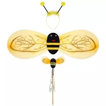 1 комплект, детский карнавальный костюм пчелы, повязка на голову с крыльями, палочка, реквизит для выступления на сцене (случайный цвет веревки), детский костюм пчелы