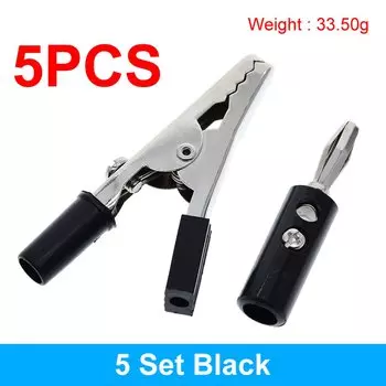 1 комплект изолированных зажимов типа «крокодил» с пластиковой ручкой, кабельный провод, металлические зажимы типа «крокодил», зажимы, длина 52 мм + вилка типа «банан» TZT 4 мм