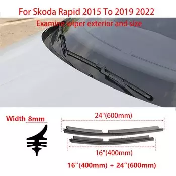 1 комплект, резиновая полоса для заправки автомобильных дворников 16 дюймов 24 дюйма для Skoda Rapid 2015 2017 2019 2022, аксессуары для щеток дворников