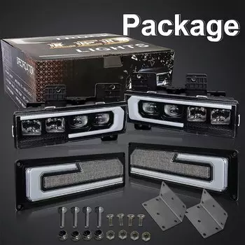1 комплект светодиодных фар с белым указателем поворота DRL, подходит для Chevy GMC C/K 1500 2500 3500 Suburban Silverado Tahoe Yukon 1988-1998 годов