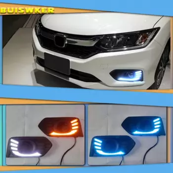 1 комплект светодиодный ных дневных ходосветильник огней DRL, противотуманные фары, крышка передней фары с желтым указателем поворота для Honda City 2017 2018 2019