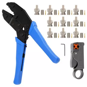1 Набор обжимных инструментов Coax Rf/Bnc для Rg58 / Rg59 / Rg6 с 10 шт. набор обжимных коннекторов Bnc