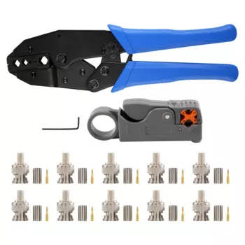 1 Набор обжимных инструментов Coax Rf/Bnc для Rg58 / Rg59 / Rg6 с 10 шт. набор обжимных коннекторов Bnc