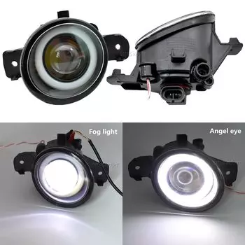 1 пара 2в1 светодиодных дневных ходовых огней «ангельские глазки» + противотуманные фары с линзами для Nissan Pathfinder R52 2013 2014 2015 2016