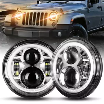 1 пара, 7-дюймовые светодиодные фары 4x4 для Jeep JK Land rover defender Hummer H4 Hi-Lo с гало, ангельские глазки для Lada Urban Niva