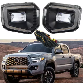 1 пара бамперов, противотуманные фары, дневные ходовые огни для Toyota Tacoma 2016-2023, противотуманные фары в сборе